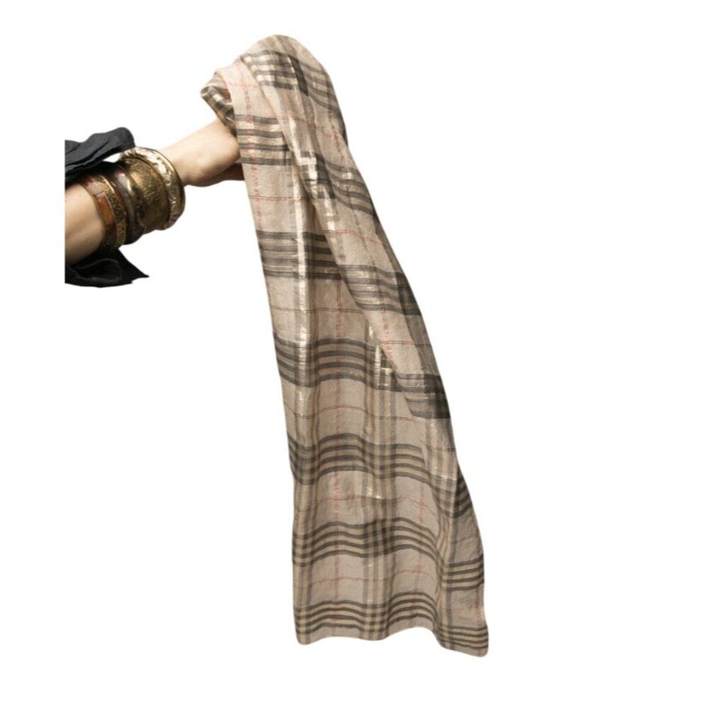 Collectibles By Per Aris Metallic Polyester Plaid Scarf